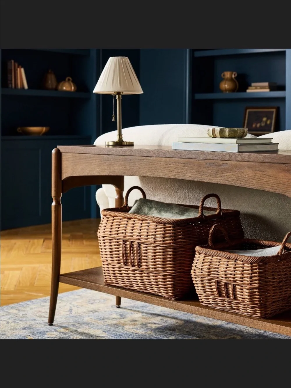 Medium Square Rattan Harvest Basket Brown - Threshold Studio McGee